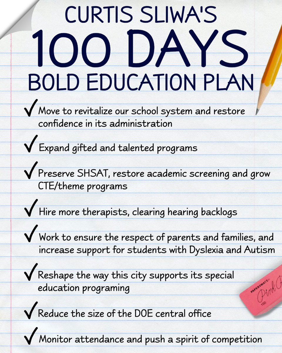 The children are our future. They deserve schools that work. NYC spends $41 billion a year, yet truancy is rising, mental health needs are growing, and most students aren’t reading or doing math at grade level. Teachers are spending their own money to fill the gaps. It’s time for