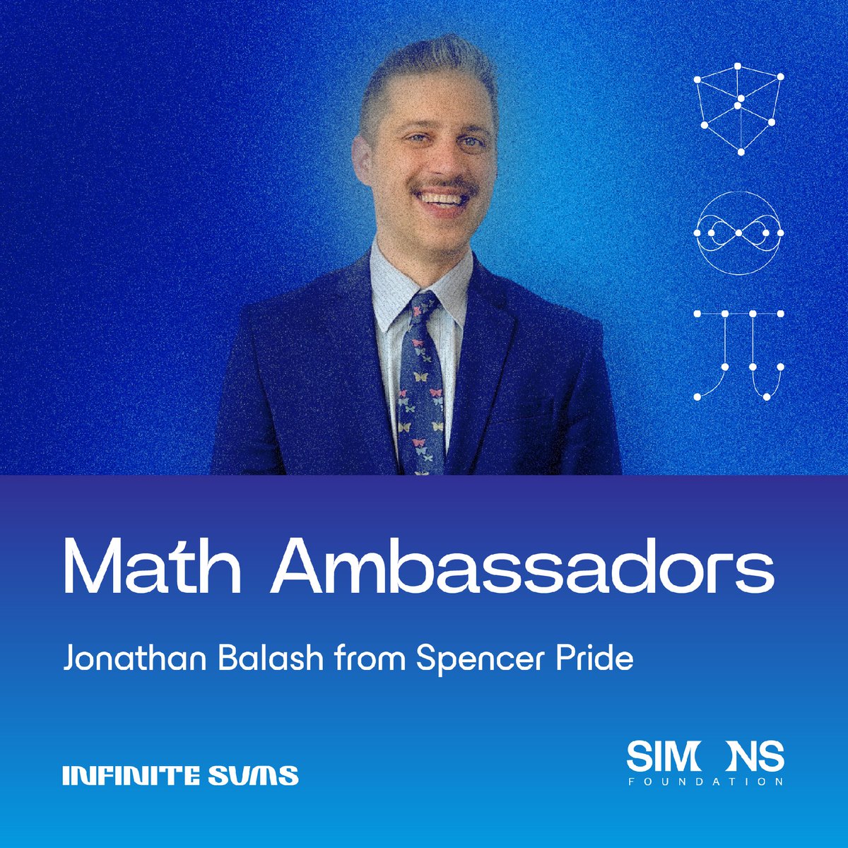 SimonsFdn's tweet image. Meet Jonathan Balash, President and Program Director of Spencer Pride! As a math ambassador for #InfiniteSums, our upcoming national math initiative, Jonathan is working to redefine what #community engagement with #math can look like: infinitesums.simonsfoundation.org/math-ambassado…