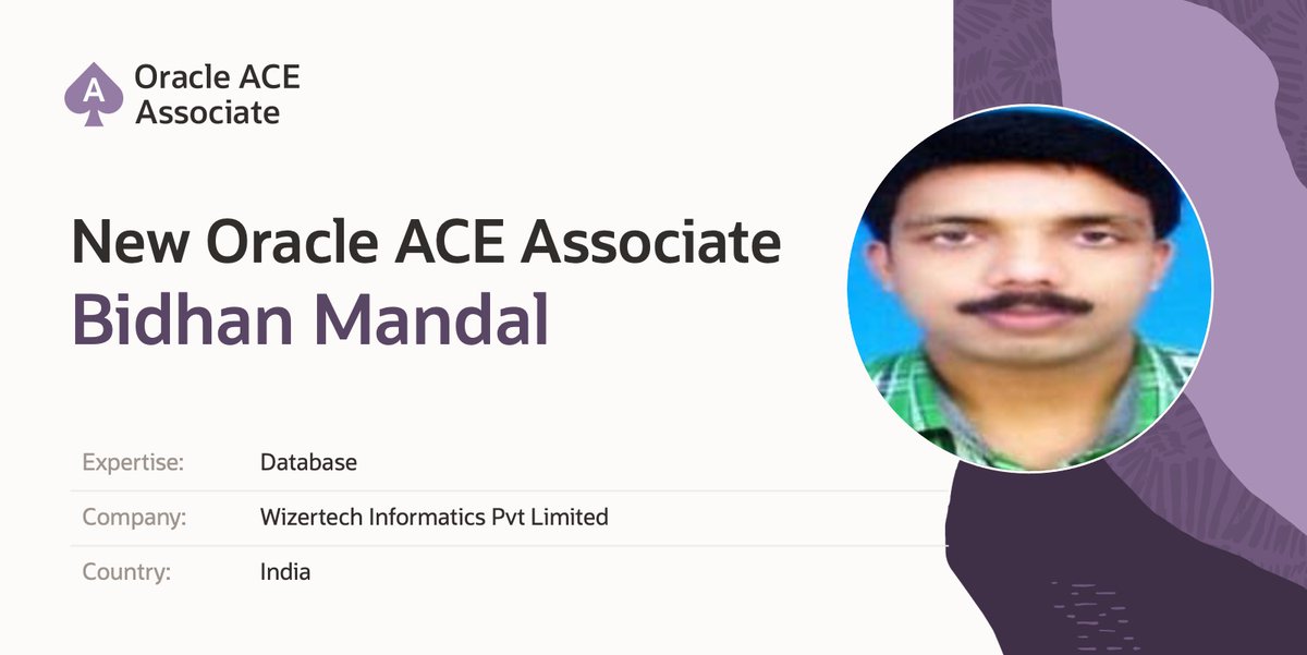 oracleace's tweet image. Congrats to Bidhan Mandal on becoming an Oracle ACE Associate! 🎉 With 17+ years as a certified Oracle DBA &amp;amp; AWS Solutions Architect, Bidhan has driven global database reliability, performance tuning, and cloud optimization.
Discover more: social.ora.cl/6013AWIRW
#OracleACE