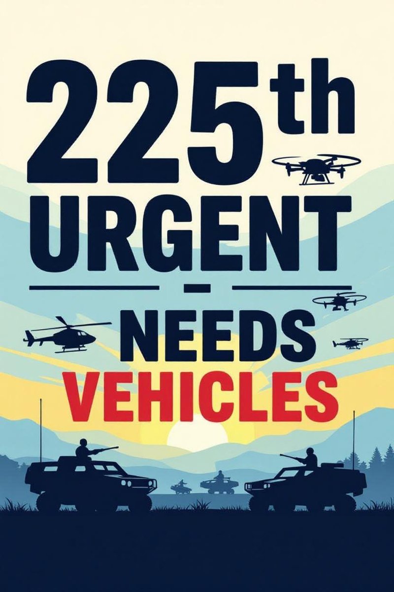 🚨 225th URGENTLY NEEDS VEHICLES 🚨

Without wheels there’s no movement, no lifeline, no defense.
The 225th is stuck and every lost day puts them in greater danger.

Let’s get them rolling again 💪
Even the smallest support can make a life-saving difference ❤️‍🩹

#Support225th