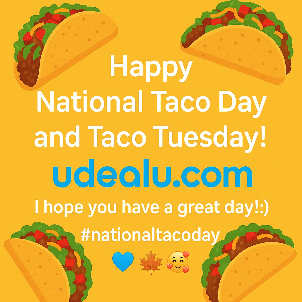udealu's tweet photo. 🌮 Happy National Taco Day and Taco Tuesday! Double the reason to celebrate 🎉
Find spicy deals to go with your tacos at https://t.co/PJ0jZbhwmB 🥰
#NationalTacoDay #TacoTuesday #Udealu #Deals https://t.co/UTWKn2hxuD