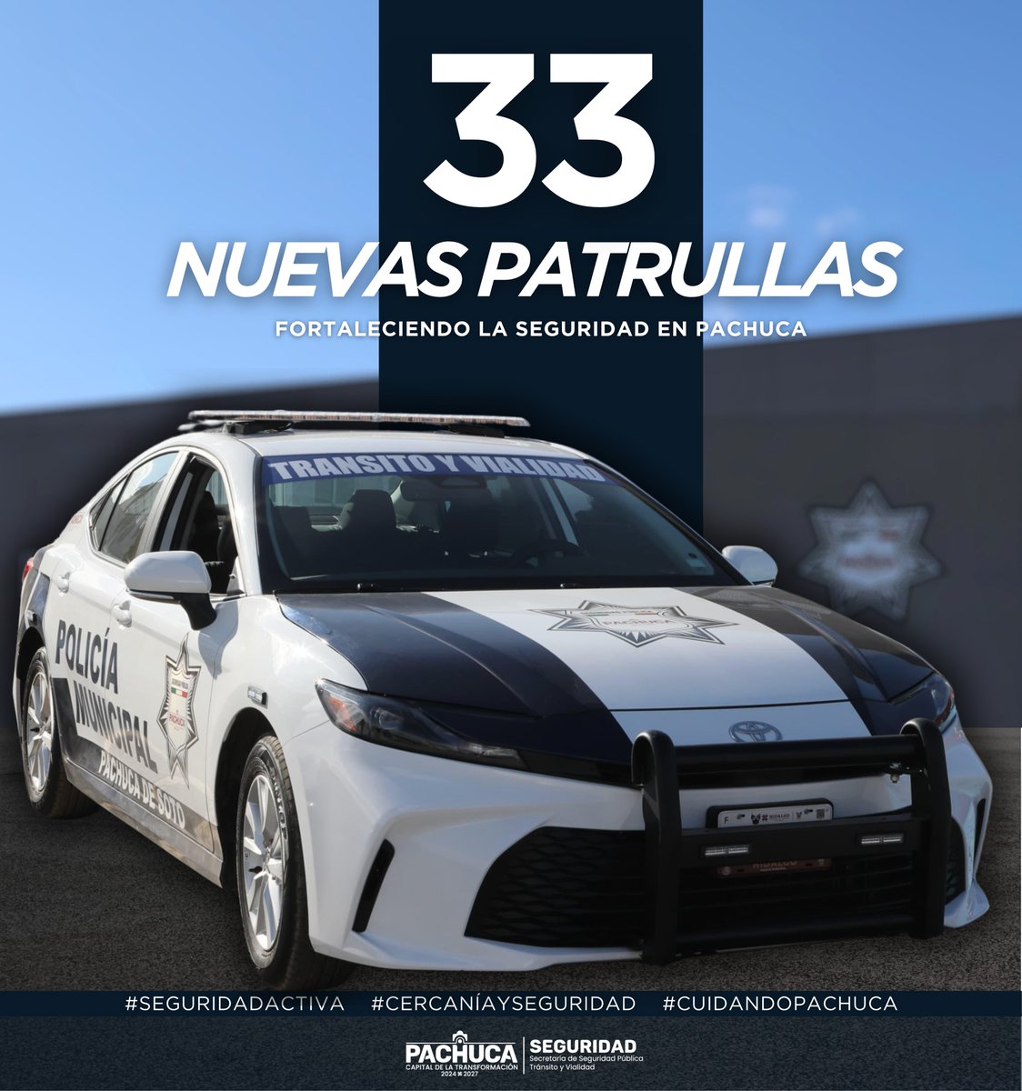 castillolyly's tweet image. La ciudad cuenta ahora con 33 patrullas más al servicio de la gente.
Unidades nuevas que fortalecen la seguridad en cada rincón de Pachuca.
#SeguridadActiva #CercaníaySeguridad #CuidandoPachuca