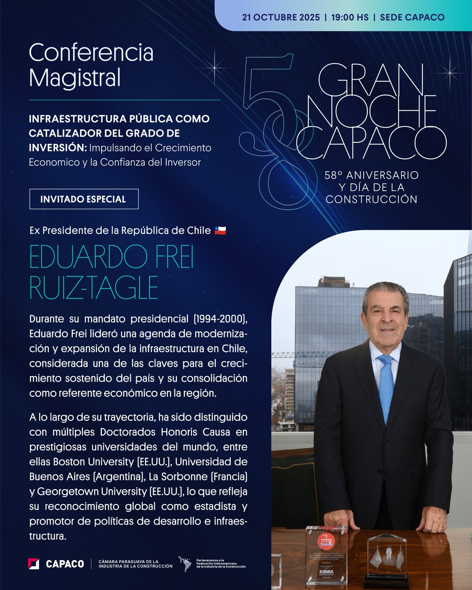 capaco_oficial's tweet image. ✨ #GranNocheCAPACO | Se acerca el encuentro que marcará al sector de la construcción. 👉 Una nueva edición que reunirá a líderes del sector y autoridades nacionales e internacionales.
𝙇𝙖 𝙂𝙧𝙖𝙣 𝙉𝙤𝙘𝙝𝙚 𝘾𝘼𝙋𝘼𝘾𝙊 2025, en conmemoración del 58.º aniversario y el Día de…