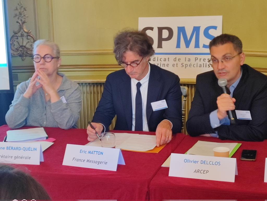 A la Conférence du Spms animée par sa secrétaire générale Marianne Bérard Quelin , saluons l'intervention du dg de France Messageries qui vient de réaliser plus de 30 millions d'euros d'économies