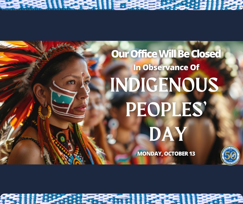 Our office will be closed next Monday, normal business hours will resume on Tuesday!
#IndigenousPeoplesDay