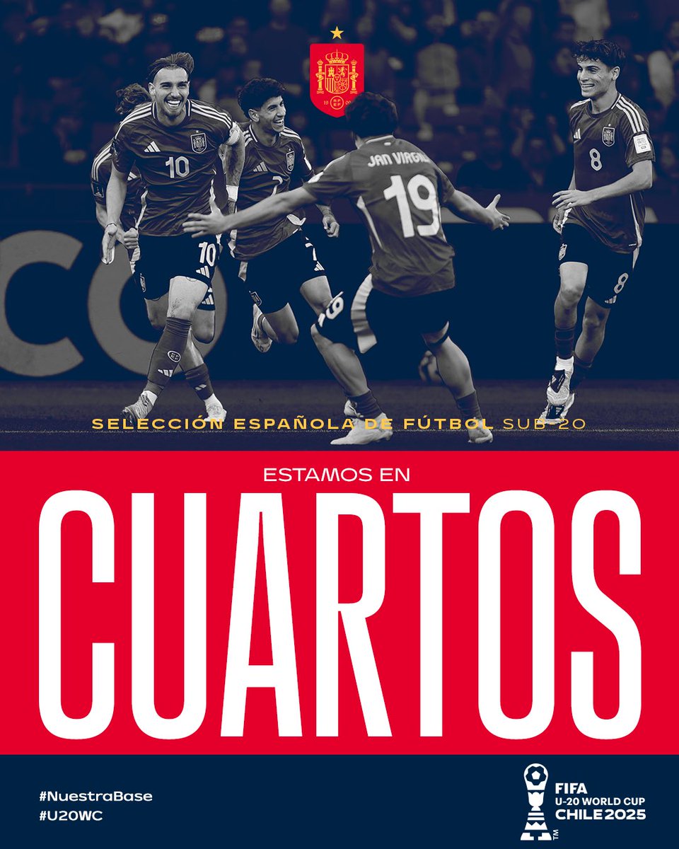 💪🏼 ¡¡Síii!! Un pasito más cerca...

🤩 ¡La <a href="/SEFutbol/">Selección Española Masculina de Fútbol</a> 𝘀𝘂𝗯-𝟮𝟬 ya está en cuartos del Mundial!

#U20WC | #NuestraBase