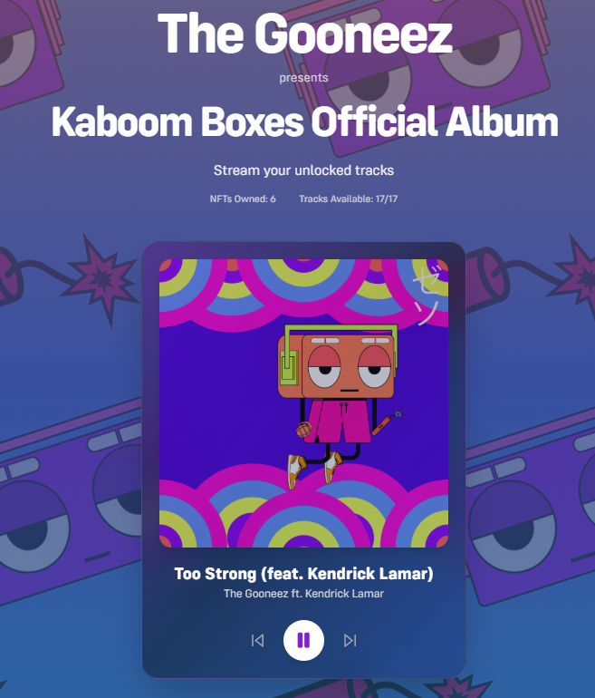 Listening to <a href="/THEGOONEEZ/">DRE THE NOID</a> and Kendrick Lamar on my <a href="/KABOOMBOXES/">KABOOMBOXES 📻💥🔊</a> NFT

Open up the entire 17 track album with a Kaboombox at

magiceden.us/collections/ap…