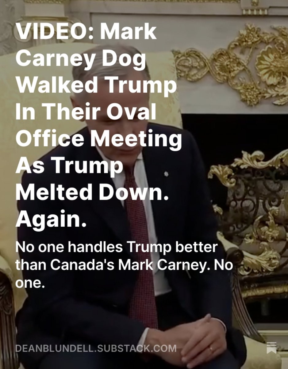 ItsDeanBlundell's tweet image. 🧵 1/3 NEW: Mark Carney dog walked Trump again today. Classic Carney side greasing, tariff chest‑thumping &amp;amp; law‑and‑order theater… then a punchline that told on itself. Full breakdown + all clips ↓ open.substack.com/pub/deanblunde…
 #cdnpoli #uspoli