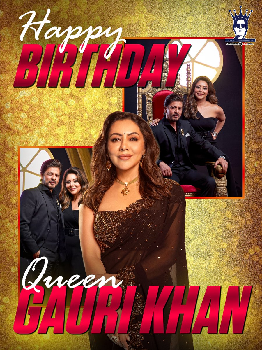 ✨👑 Happy Birthday to the Queen — Gauri Khan! 👑✨
Wishing the ever-graceful, talented, and inspiring Gauri Khan a day filled with love, happiness &amp; success.
Your elegance and creativity light up every space you touch, and your strength inspires millions. 💫❤️
From all of us at