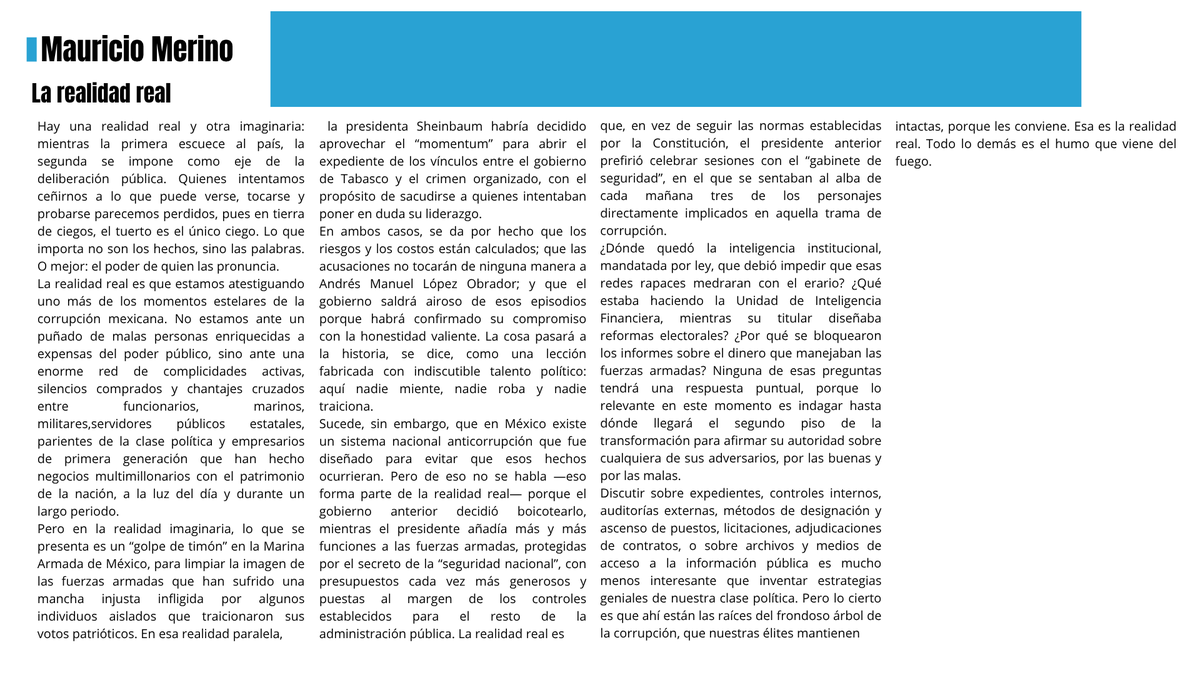 #Opinión
La realidad real, texto de Mauricio Merino
Lee en El Universal online 👇
eluniversal.com.mx/.../maur.../la…