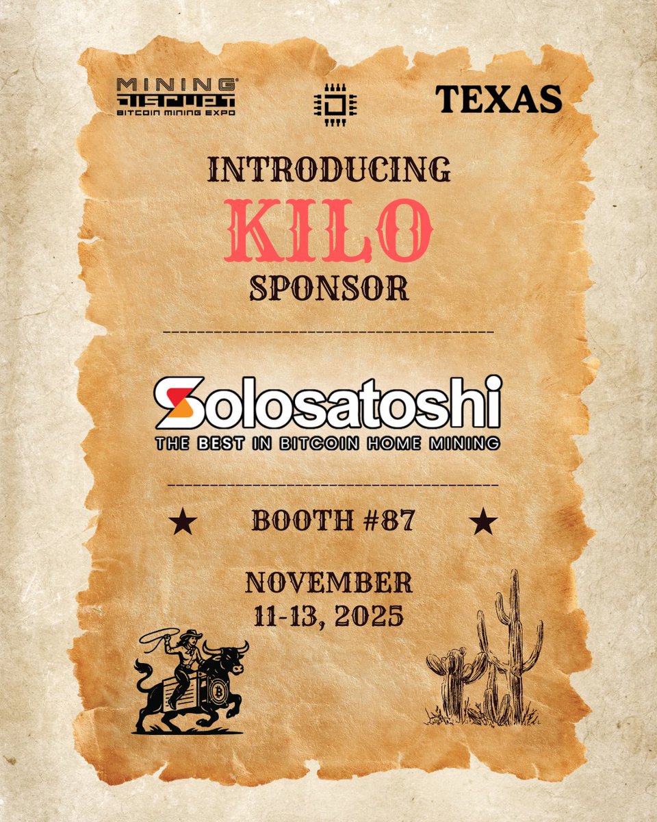 Let’s welcome Kilo Sponsor <a href="/SoloSatoshi/">Solosatoshi.com 🇺🇲</a> 

Meet the team at booth #87, inside the Bitcoin Mining Museum, at Mining Disrupt 2025!

Join us November 11-13, 2025, in Dallas, Texas, for our 8th edition, bringing together the world’s largest Bitcoin Mining expo.

Get your tickets now