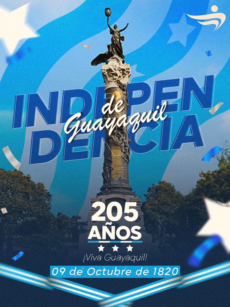¡ Viva Guayaquil libre y valiente !
Hoy conmemoramos el 9 de Octubre, día en que nació la independencia del Ecuador y el espíritu indomable de nuestra Perla del Pacífico.

#GuayasAlienta