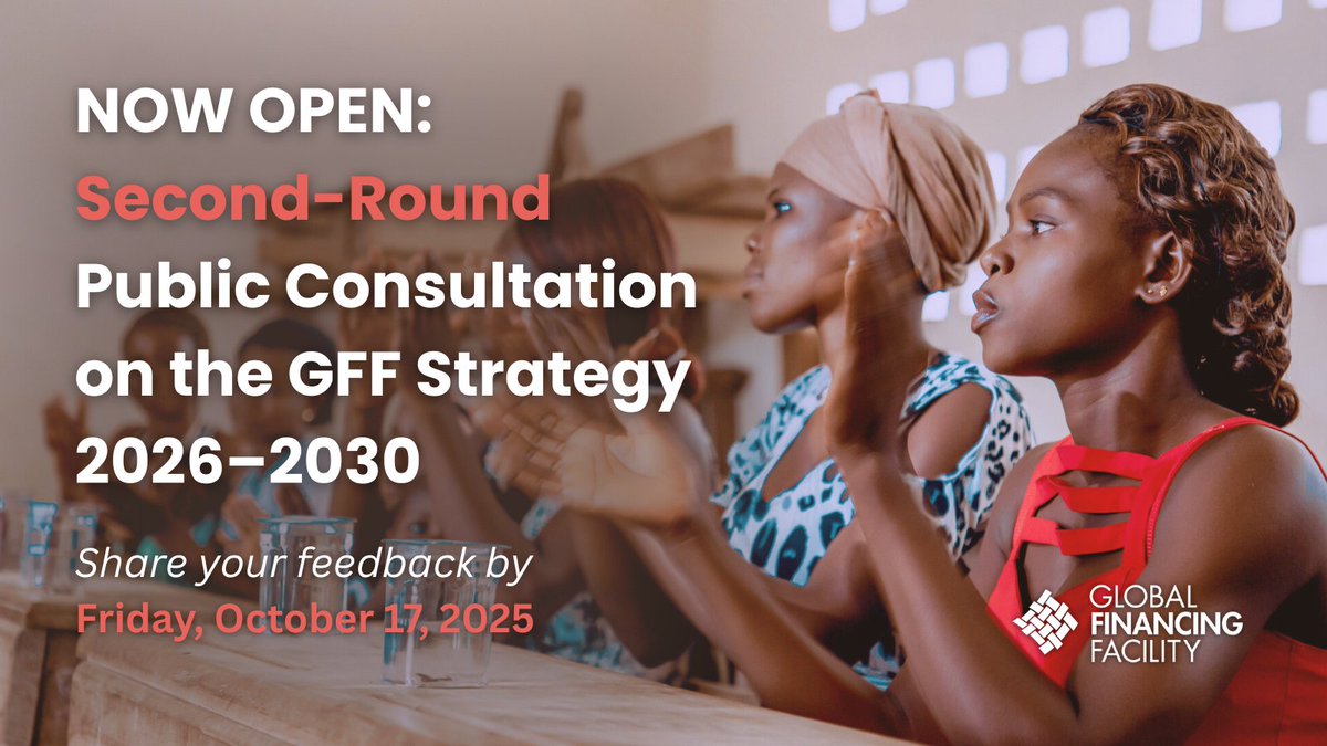 NOW OPEN: Second-Round Public Consultation on the GFF Strategy 2026–2030 | Respond by October 17, 2025

Your feedback on the draft strategy will play a crucial role in shaping GFF’s next five years, ensuring we stay responsive, impactful, and supportive of country-led agendas in