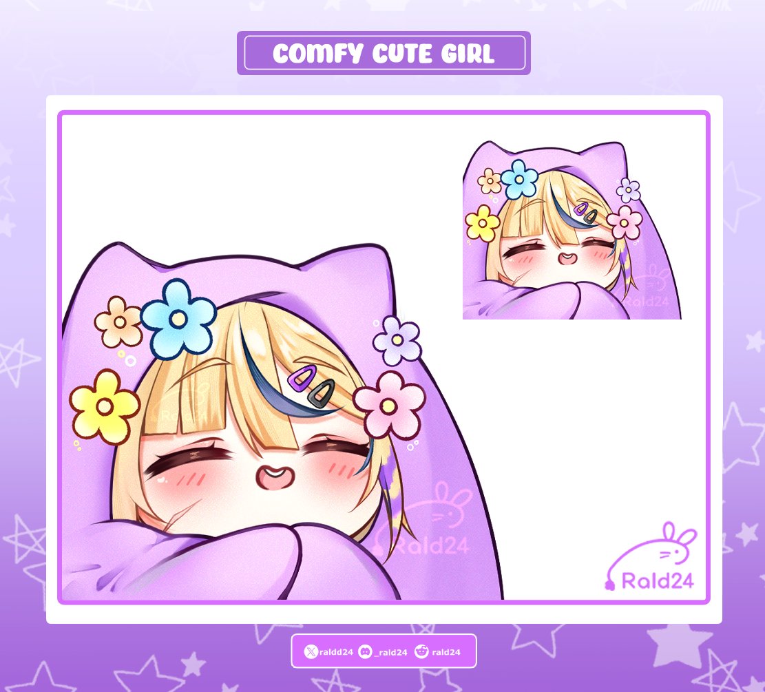 🌼🪻🌸I cooked another emote! Comfy girl!🌸🪻🌼

[ I'm doing Emotes pack 3 x $50!/ 6 x $80 🌻💕 ]
.
.
#emoteartist #emotes #PNGtuber #VtuberEN #streamer #vtubermodel #entubers #vtuberartist