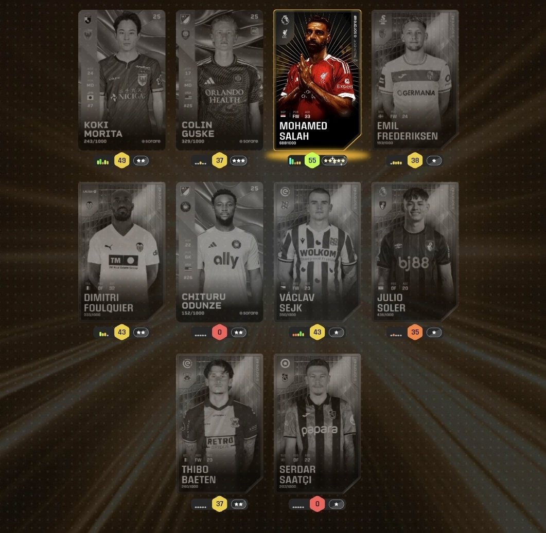 Ybr3H's tweet photo. The @Sorare Craft brings me another beautiful Star Card - and in the elegant Ballon D'Or design as well. I'll take it! #EgyptianKing #Salah #Liverpool #ynwl https://t.co/Jtr8WrHVFY
