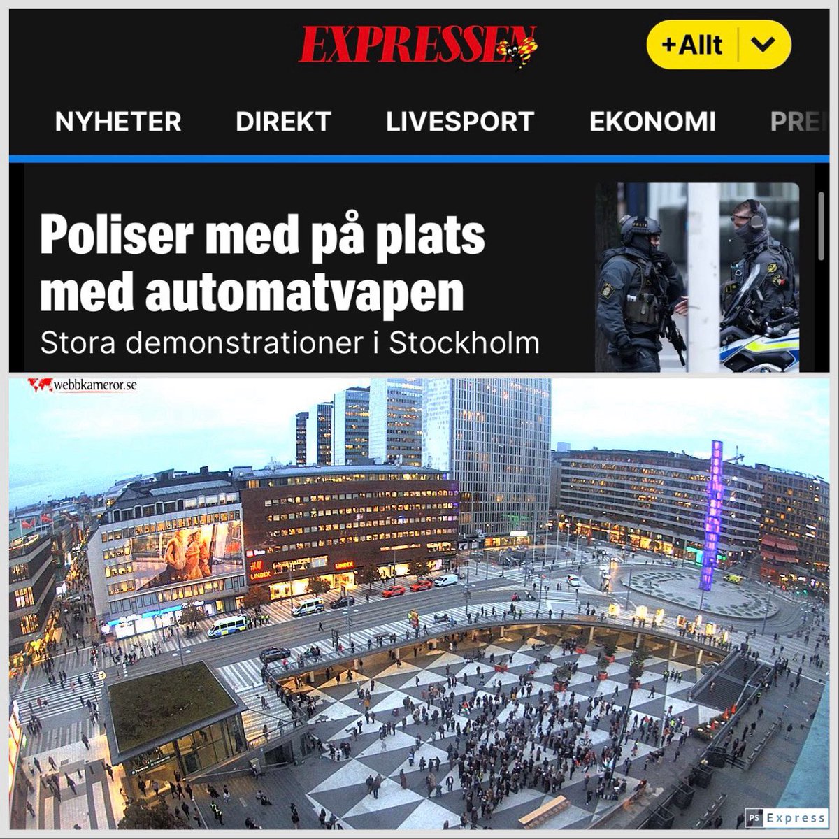 Det här är alltså den ”stora demonstrationen” för Israel enligt högermedia. 

Vad  kan det vara, 150 - 200 personer? 

Jämför det med demonstrationerna i Europa 𝙢𝙤𝙩 Israels folkmord och multipla brott mot mänskligheten - som består av  hundratusentals människor. 

#svpol