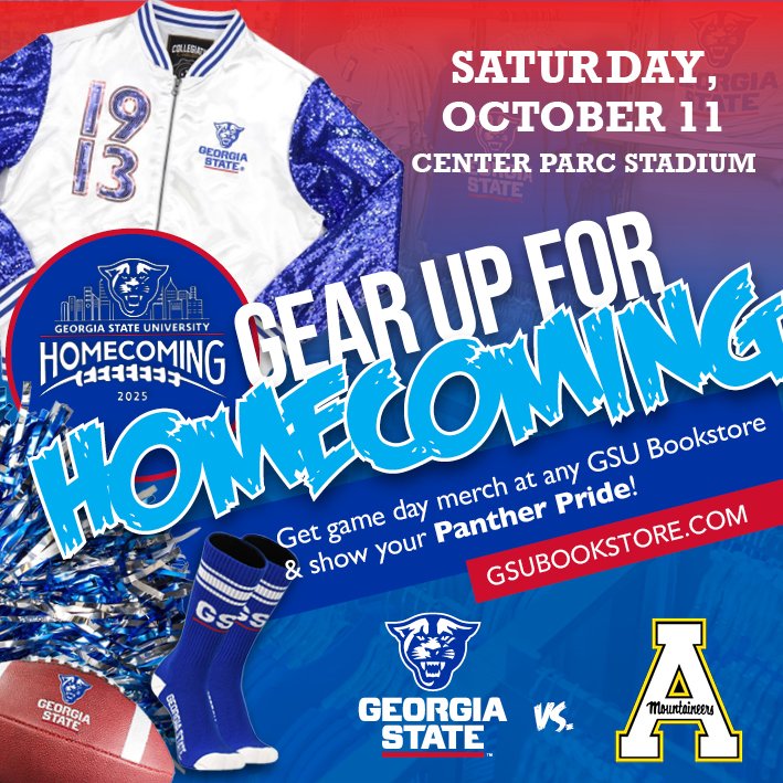 GSUCampusSrvcs's tweet image. Gear up for GSU Homecoming 2025! gsubookstore.com