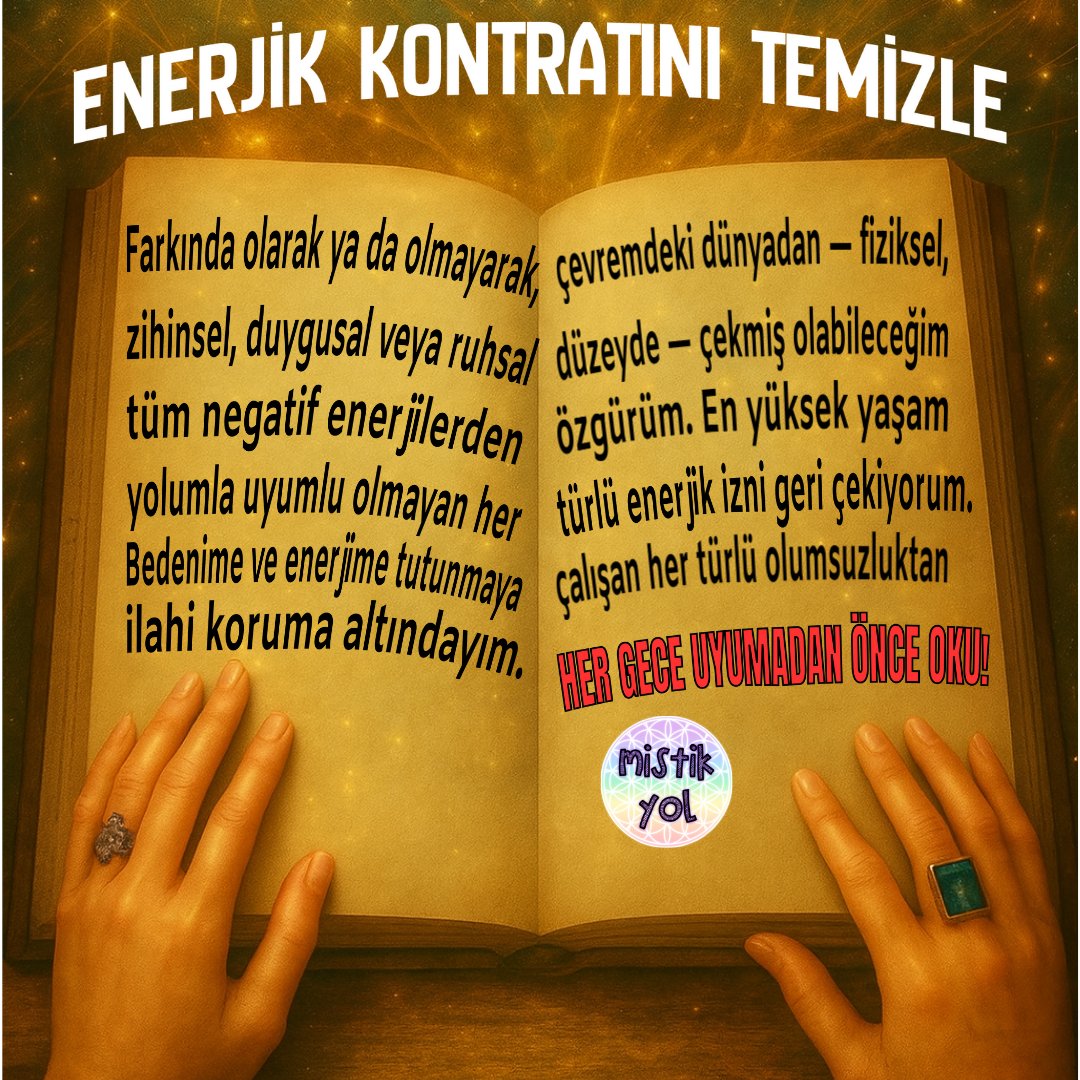 MistikYol's tweet photo. ENERJİK KONTRATINI TEMİZLE!
Farkında olarak ya da olmayarak, çevremdeki dünyadan — fiziksel, zihinsel, duygusal veya ruhsal düzeyde — çekmiş olabileceğim tüm negatif enerjilerden özgürüm. 

#mistikyol #mistikyolyoutube #enerjikkontratınıtemizle #enerjikoruma #didemçiloğlu https://t.co/fi6jFcQn2u