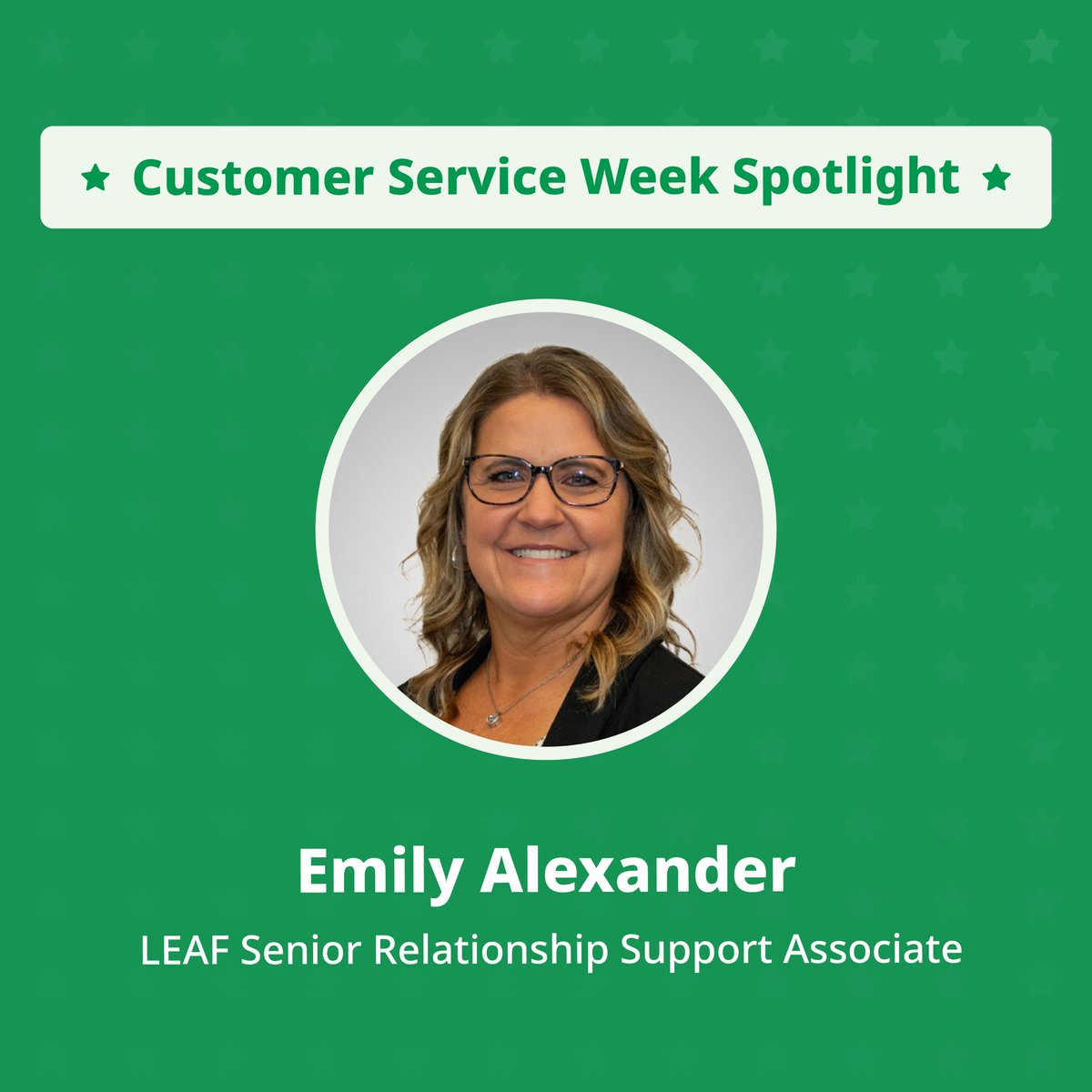 LEAFCommercial's tweet photo. #CustomerServiceWeek continues, and today we’re highlighting Emily Alexander! With over 17 years on the team, Emily has a deep understanding of what's important to our customers and always makes them a top priority. We're grateful for you, Emily!

#LEAFDifferenceMaker https://t.co/IiTflhcysM