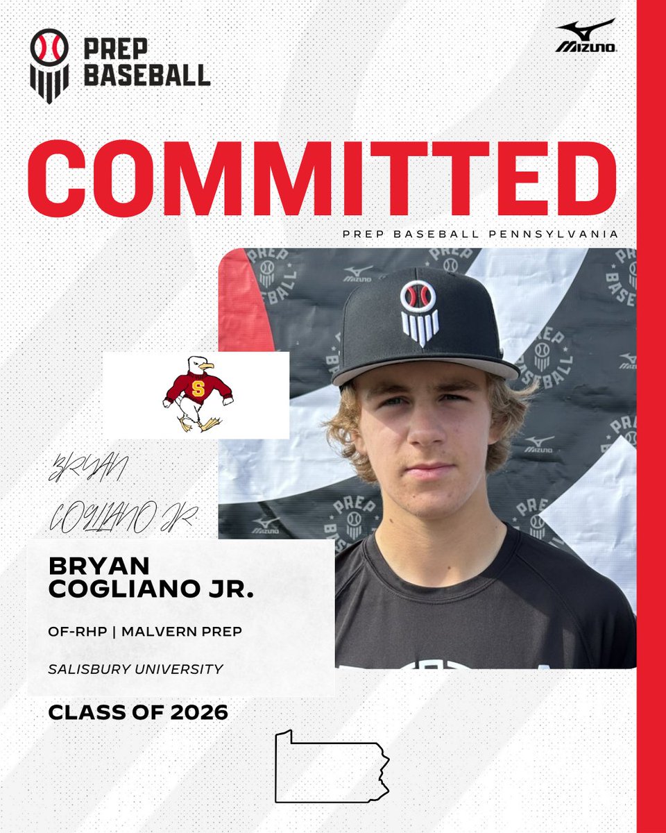 PrepBaseballPA's tweet image. 🚨Commitment Watch🚨

2026 OF/RHP Bryan Cogliano Jr. (Malvern Prep) has committed to Salisbury University

✅ 2024 PA State Games

👤 loom.ly/G6cfYCM

#congrats #committed