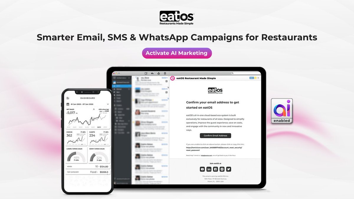 myeatos's tweet image. Engage guests on Email, SMS, and WhatsApp personalized and performance-driven campaigns.

Book a Demo @ eatos.com/bookademo

#OrderOS #eatOS #FutureofRestaurantTechnology #RestaurantsMadeSimple