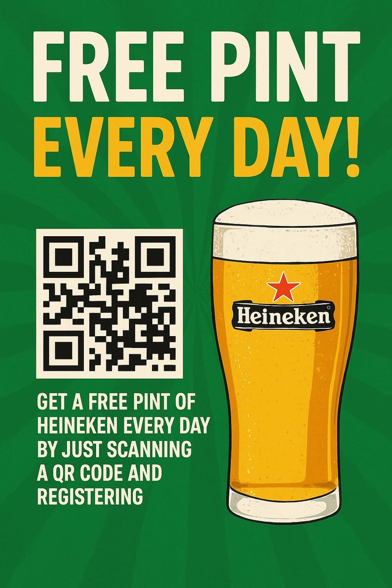 TheBridgeNottm's tweet photo. FREE BEER!
Starting today and running until November every day you can claim a FREE pint of Heineken just by scanning a QR code and entering your details. The Beers on us!
#thebridgesandiacre #Heineken #FreeBeerAlert https://t.co/180FLFECDY