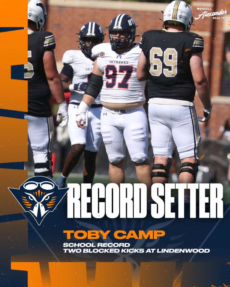 Congratulations to <a href="/UTM_FOOTBALL/">UT Martin Football</a> defensive tackle Toby Camp on tying a PROGRAM RECORD with TWO BLOCKED KICKS against Lindenwood last week!

🏈 Blocked 33-yard field goal
🏈 Blocked PAT

#MartinMade | #OVCBigSouthFB