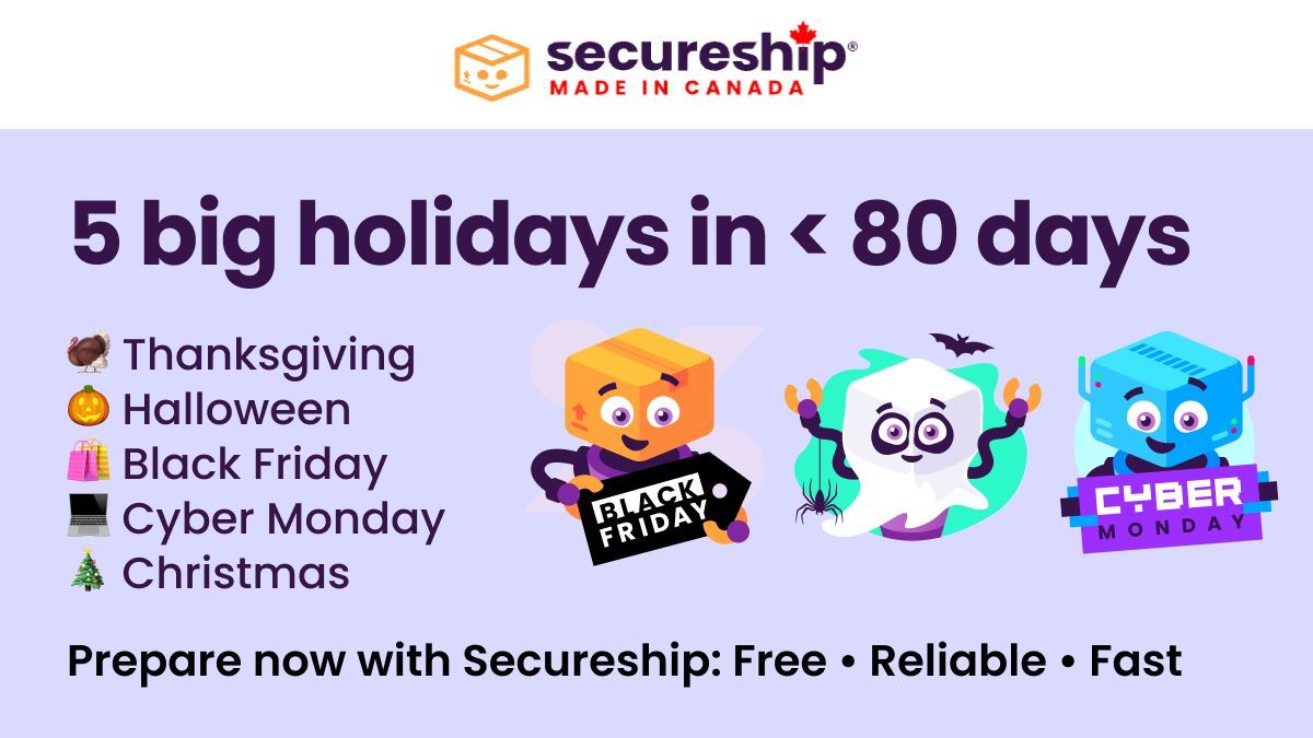 5 holidays in 80 days 🎁

Time to prep + ship on time!
Use discount rates, ship worldwide, and enjoy a free, modern, reliable Secureship.
Start today, schedule shipments, and save time &amp; money.

Get live rates: buff.ly/N3xERxX 
#CanadianShipping #PeakSeason