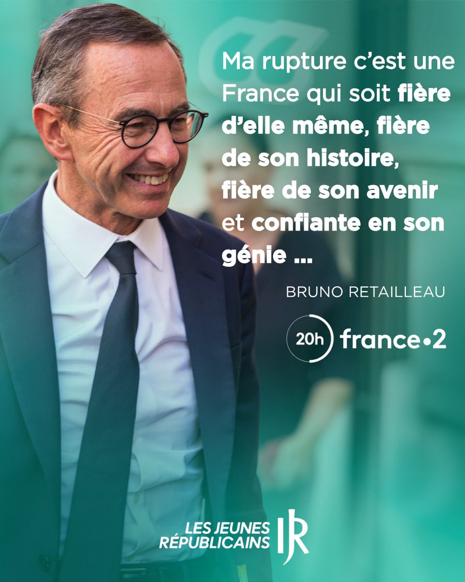 jeunesreps's tweet photo. « Je suis un homme de conviction et parce que je suis animé de cette amour de la
France, je feral tout pour que ces idées gagnent en 2027. » 🇫🇷

@BrunoRetailleau sur le 20H de @Francetele 🔵 https://t.co/nSLpLe6acQ