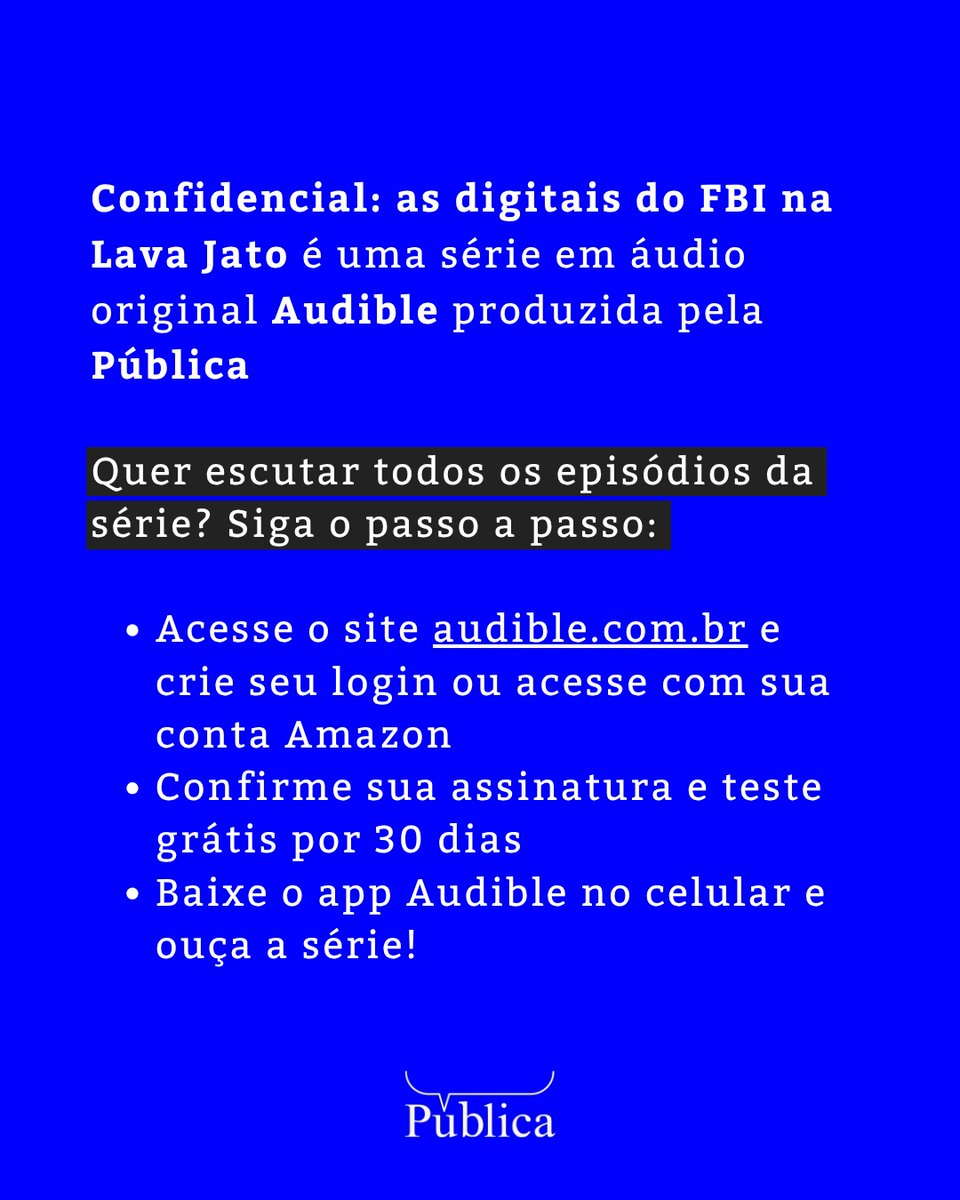 Passando aqui para convidá-los a ouvir Confidencial: As digitais do FBI na Lava Jato, uma investigação sobre a influência dos EUA na maior operação contra corrupção do país. A série traz entrevistas e informações exclusivas, que também ajudam a entender o momento político atual💥