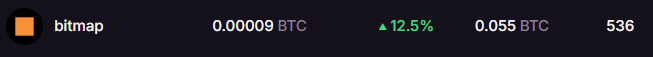 Keep stack`em! 
Price is only 0.00009 BTC per #bitmap for now. 
And only 0.055 BTC in 1d. 
Feels like christmas sale🥳 in october.
be the bitmap 🟧
