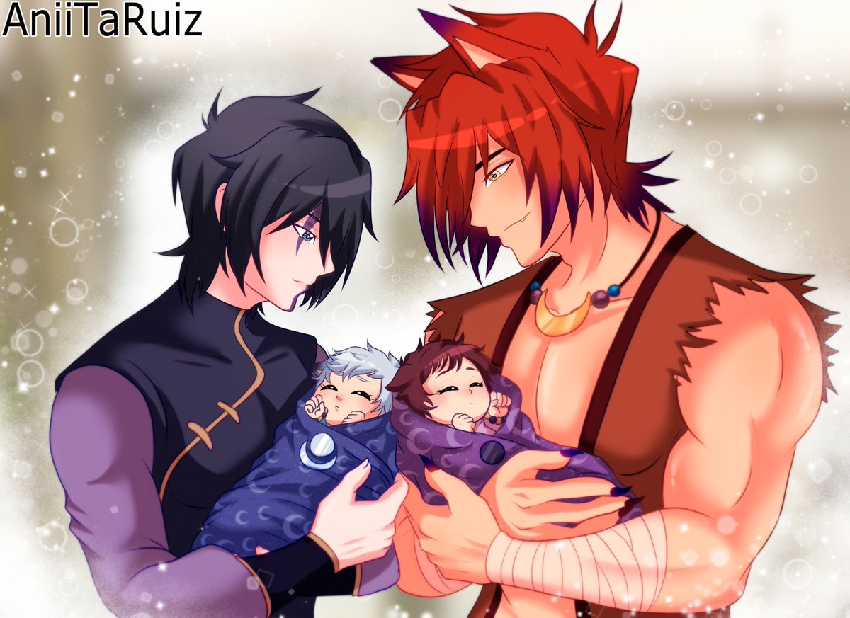 These are the children (or babies) from <a href="/tomoesinferno/">🎀 Tomoe 🎀 (Heartbeat) @ trying to survive arc</a> 🎗️

I wanted to draw them as a tribute to her so that her creation would not be forgotten. I hope she likes it.

Their names are Sarru and Lyna.

#Settphel #Sett #aphelios #LeagueOfLegends