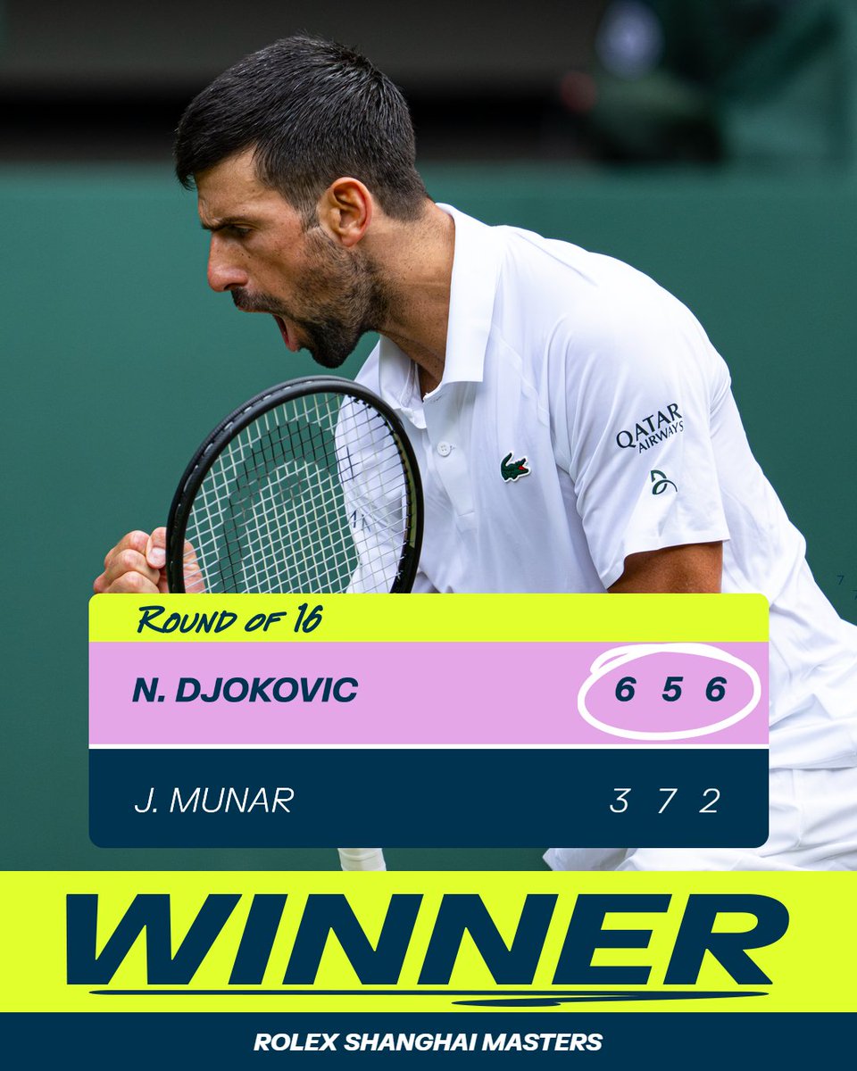 NOVAK À L’ARRACHÉ 🔥

Novak Djokovic 🇷🇸 a dû livrer une chaude bataille à Jaume Munar 🇪🇸 pour assurer sa place en quart de finale du Masters Rolex de Shanghai 💪