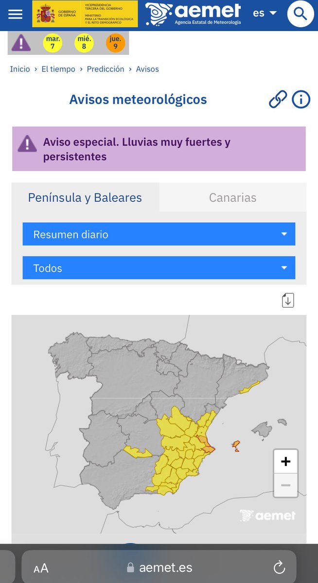 Por ahora apunta que las lluvias que nos afectarán principalmente sería durante la jornada del Jueves y Viernes, de carácter tormentoso y por la tarde, ya el fin se semana disminuye el riesgo aunque todo esto puede variar, ya hay avisos activados en Sierra Nevada y norte de la