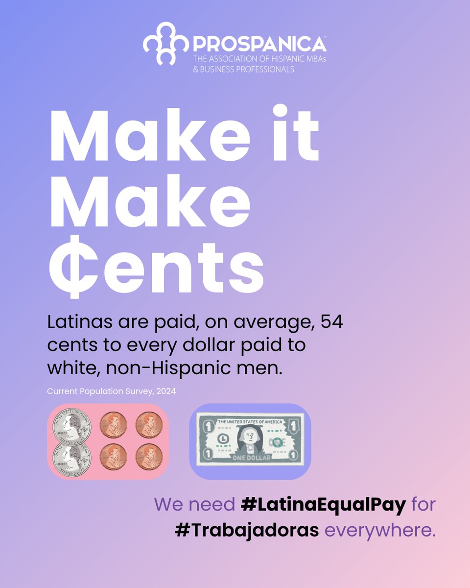 Prospanica's tweet image. Latinas are still facing a significant 💵 pay gap, and the impact is staggering. On average, Latinas earn just over half of what white, non-Hispanic men make, and for Guatemalan and Honduran Latinas, the gap is even wider. Over a 40-year career, this can add up to over $1.3…
