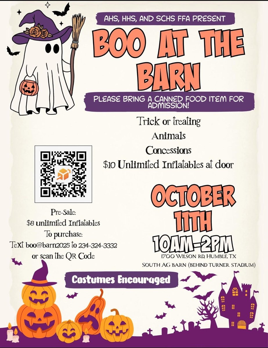Humble ISD CTE (@humbleisd_cte) on Twitter photo Come have the time of your life this Saturday, October 11th at our annual Boo at the Barn event! Costumes are encouraged! <a href="/HumbleISD/">Humble ISD</a> Come have the time of your life this Saturday, October 11th at our annual Boo at the Barn event! Costumes are encouraged! <a href="/HumbleISD/">Humble ISD</a>
