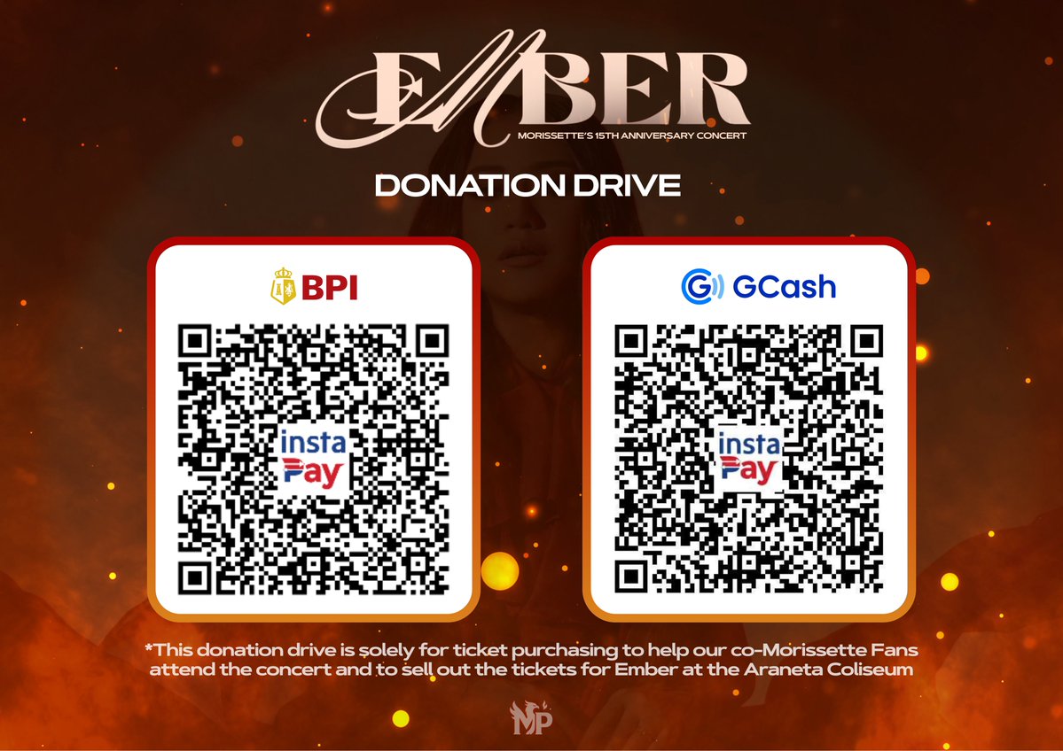 MowieProjects's tweet image. Only 20 days left before the 𝐄𝓜𝐁𝐄𝐑 Concert! 

We know some fans want to watch but have budget limitations — so we’re opening a donation drive to help make it happen! 📥

Any amount is appreciated, and all proceeds will go toward gifting tickets to fellow Morissette fans.…