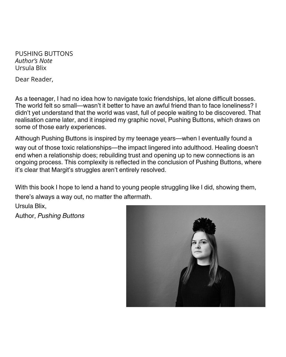 blackpanelpress's tweet image. Pushing Buttons by @ursulablix is out now!! Available at your favorite bookstores #PushingButtons #OutNow #BlackPanelPress
.
#comics #comicrelease #graphicnovel #newcomic #fyp #comicstrip #webcomics #indiecomics