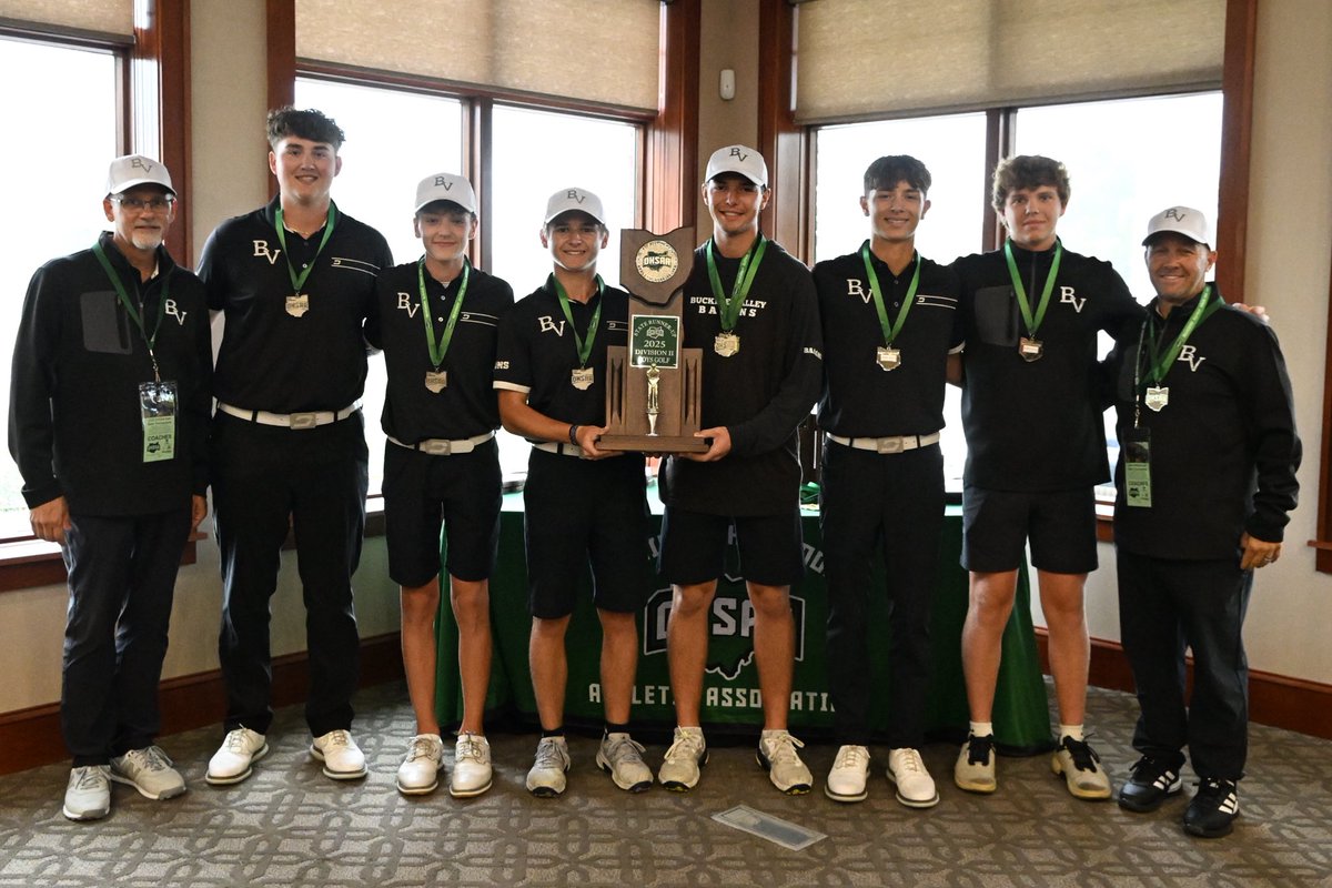 OHSAASports's tweet photo. ⛳️#OHSAA GOLF: Congratulations to Delaware Buckeye Valley who shot a team score of 316 on Monday to be the Division II boys golf state runners-up! https://t.co/0uaOZzXxUX