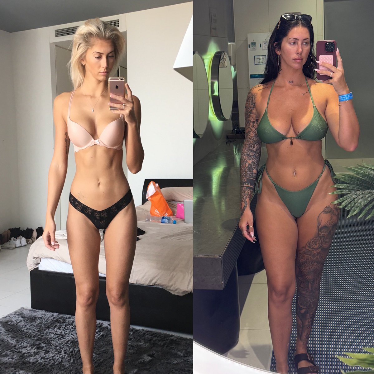 Age 22 on left. Age 32 on right.