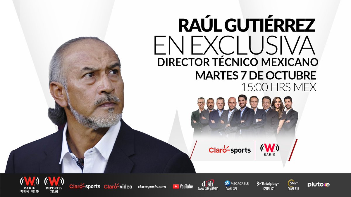 Claro Sports (@clarosports) on Twitter photo ¡VOZ AUTORIZADA DEL TRICOLOR JUVENIL!🗣️
Los esperamos HOY en #ClaroSportsEnW, estaremos platicando con el DT campeón mundial, <a href="/Potropegaso21/">RAULGTZ.®</a>, sobre el accionar de <a href="/miseleccionmx/">Selección Nacional</a> y mucho más...
📻 <a href="/WRADIOMexico/">W Radio México</a> y <a href="/deportesWRADIO/">W Deportes</a> 
📺336 Dish
📲MENSAJES al 55-54-02-2844 ¡VOZ AUTORIZADA DEL TRICOLOR JUVENIL!🗣️
Los esperamos HOY en #ClaroSportsEnW, estaremos platicando con el DT campeón mundial, <a href="/Potropegaso21/">RAULGTZ.®</a>, sobre el accionar de <a href="/miseleccionmx/">Selección Nacional</a> y mucho más...
📻 <a href="/WRADIOMexico/">W Radio México</a> y <a href="/deportesWRADIO/">W Deportes</a> 
📺336 Dish
📲MENSAJES al 55-54-02-2844