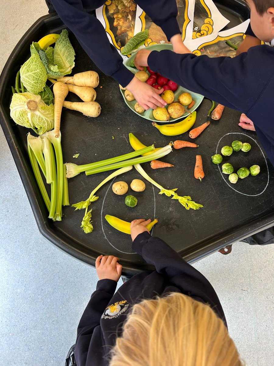 StWilfridsAng's tweet photo. Selsey Class creating portraits in the style of Giuseppe Acrimboldo using fruits and veg! 🥦 https://t.co/j669WnYpfh