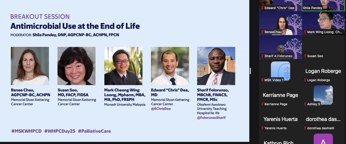 MSK_PalCareDay's tweet photo. BREAK OUT: Amazing talks from experts around the workld on Abx use @ EOL @ 6th Annual U.S. Celebration of World Hospice & Palliative Care Day: A Virtual Coming Together #MSKWHAPCD #WHAPCD25 #PalliativeCare @MSKCME @MSKCancerCenter @BillyRosaPhD @EChrisDee @FolorunsoSharif https://t.co/OtAwIwWHza