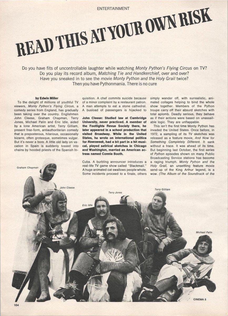 JonTrevithick's tweet image. 1975 Monty Python interview in Seventeen magazine