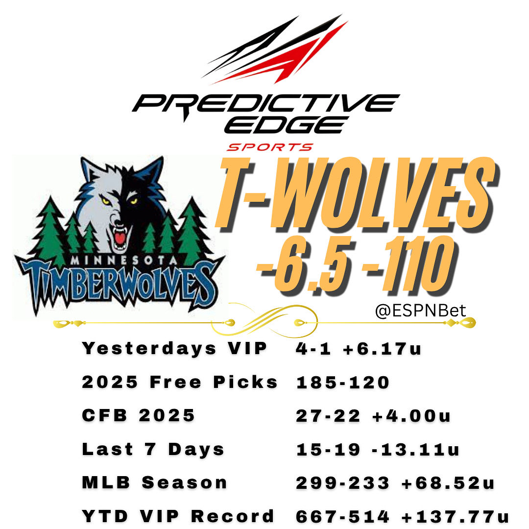 PredictiveEdge_'s tweet image. 🔥 #TuesdayFreePick – #MondayVIPRecap 🔥

We said bounce back &amp;amp; did just that 💪 Went 4-1 (+6.17u) across #MLB ⚾️ #NFL 🏈 #NBA 🏀 — cashed our first NBA play of the year!

🎯 Free Pick: #Timberwolves -6.5 

#FreePicks 185-120 🔥 
#MLB 299-233 +68.52u 💰 
#VIP 667-514 +137.77u 🚀