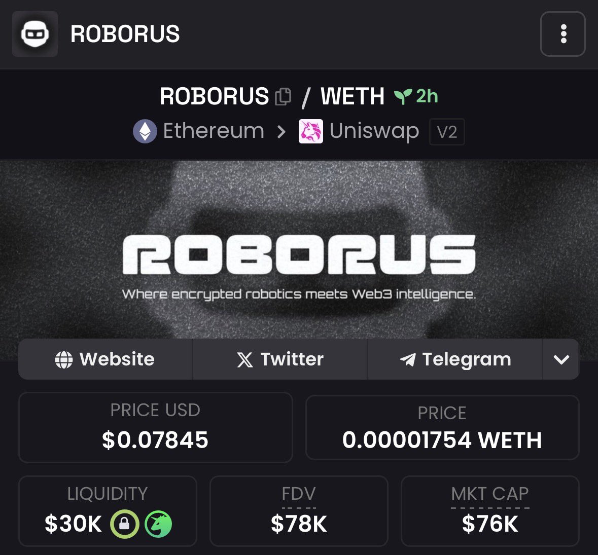 TheLBShow_'s tweet image. Clean launch from $ROBORUS
Their vision to launch a global Robotic marketplace is underway! ๐ค ๐
CA is renounced, tax lowered now.
Looks a good entry for the tech ๐ฏ
roborus.gitbook.io/whitepaper
@UseRoborus