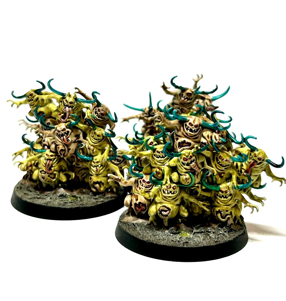 averagepaints's tweet image. As I defeat Papa Nurgle’s Covid plague I also defeat his minions on the painting table! Finished these grubby little guys today! #warhammercommunity #paintingwarhammer
