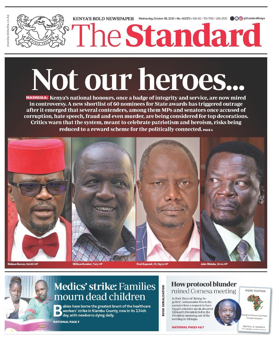 _James041's tweet image. And you still want to say that this is a country?
A country where murderers, looters and rapists are shortlisted for state awards is a murderous state.
This is a Murderous regime which MUST be brought to an end!
#RutoMustGo #DrainTheSwamp