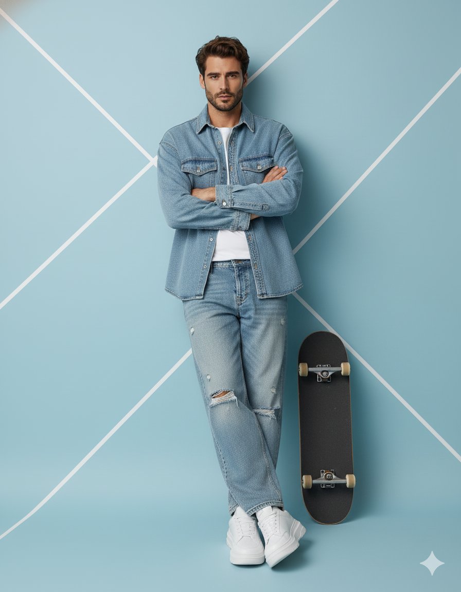 ecommartinez's tweet image. 6. Retrato casual de cuerpo entero
Prompt : Crea un retrato de estudio de cuerpo entero de un hombre sentado casualmente en el suelo contra un fondo liso azul claro. Usa exactamente la cara proporcionada, manteniendo cabello, detalles faciales y tono de piel sin cambios. El…