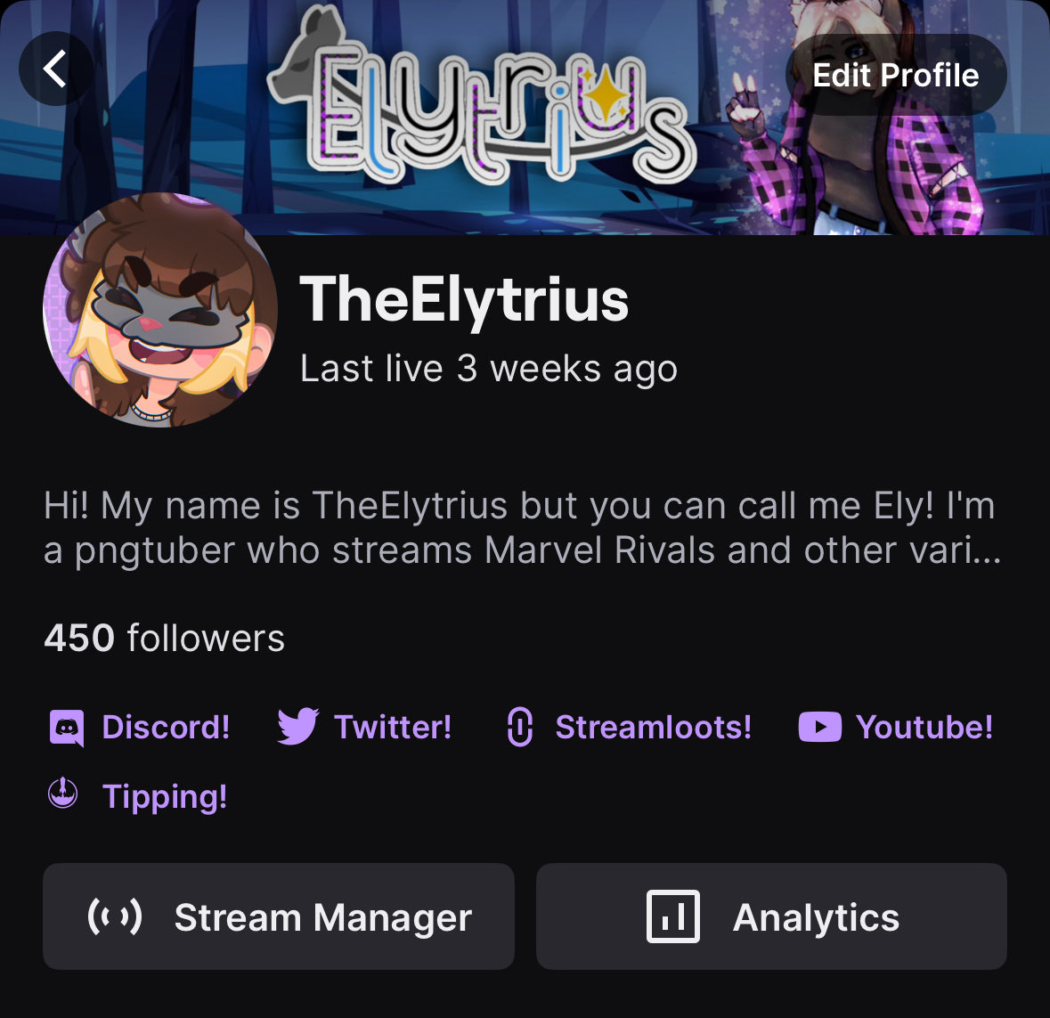 the_elytrius's tweet photo. THANK YOU ALL SO MUCH FOR 450 FOLLOWERS ON TWITCH!!! I’m not going back on my promise so look forward to a Minecraft parkour stream sometime soon, can’t wait to see y’all there! https://t.co/oW8YKYVNHL